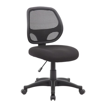 Boss Office Products Black Mesh Back Task Chair, Armless B605